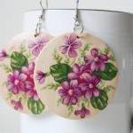 Blooming Garden Printed Wood Earring ,naturally..