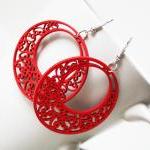 Rich Red Classic Cricle Of Love Filigree Cut Wood..