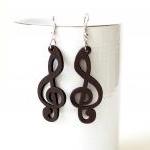 Gorgeous Brown Melody Of Love Cut Wood Earring