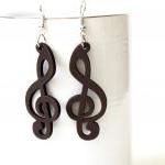Gorgeous Brown Melody Of Love Cut Wood Earring