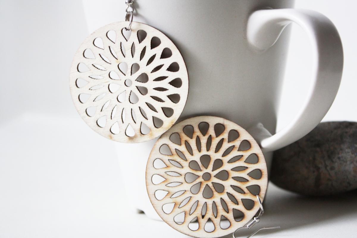 Natural Lemon Seed Laser Cut ,naturally Beauty Recycle Wood Earring